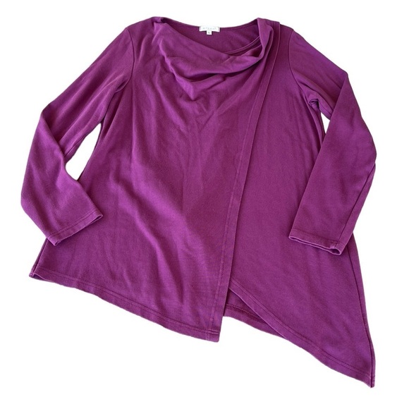 Kleen Lagenlook Asymmetrical Wrap Long Sleeve Tunic Fuchsia Minimalist Large GUC - Picture 5 of 11